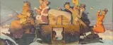 Norman Rockwell, Sleigh Ride or Study for The Dover Coach or Study for the Christmas Coach, oil on board