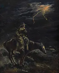 George Phippen, All in a Night's Work, oil on canvas
