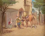 Olaf Carl Seltzer, Wine Shop, oil on canvasboard