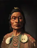 Leo Beaulaurier, Medicine Crow, oil on velvet
