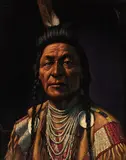 Leo Beaulaurier, Plenty Coup, oil on velvet