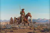 Leo Beaulaurier, Hide Hunters, oil on canvas