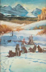 Theodore Roosevelt Lambert, Taking a Rest, oil on canvas