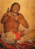 David Mann, Cheyenne Smoke, oil on board