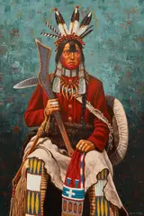 Paul Surber, Pawnee Warrior, oil on board