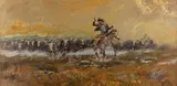 Gary Joseph Schildt, Turning the Herd, oil on canvas