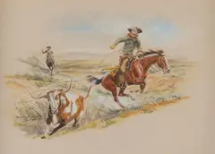 Byron Wolfe, Brush Poppin' a Big One, watercolor