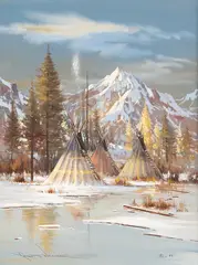 Robert Wagoner, South Fork Camp, gouache
