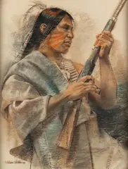 William Whitaker, Dakota Warrior, Santee Band, pastel
