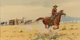Austin Deuel, Cowboy and Horse, gouache