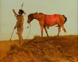 Raul Gutierrez, Signaling, oil on canvas in hand-carved and painted