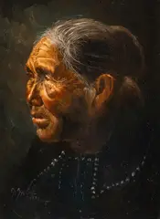 Gerald Farm, The Watchful Navajo, oil on board