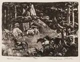 Millard Sheets, Mountain Horses Image is, lithograph Original pencil signature lower right