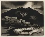 Gene Kloss, Moonlight Circle Dance, etching Original pencil signature lower right
