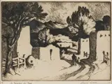 Gene Kloss, In Rancho de Taos, etching Original pencil signature lower right