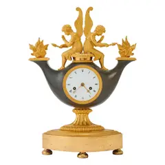 Empire, Untitled, bronze figural mantel clock