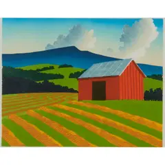 Sabra Field, "Windrows,", woodcut on paper
