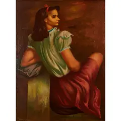 Michael Lenson, Seated Woman, oil and acrylic on masonite board