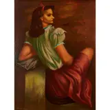 Michael Lenson, Seated Woman, oil and acrylic on masonite board