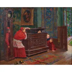 "Cache-Cache" (Hide and Seek) by Paul Chocarne-Moreau, oil on canvas, offered Sep 2026
