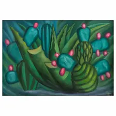 Francisco Eppens Helgueras, Cactáceas, 1988, Óleo sobre masonite