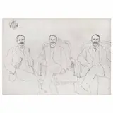 Arnold Belkin, Boceto para la obra Triple retrato Felipe Ángeles, Tinta y lápiz sobre papel