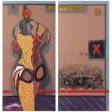 Vladimir Cora, 6: A. M, Acrílico, óleo y collage sobre tela, díptico