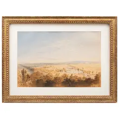 Frederick Catherwood, VISTA DEL VALLE DE MÉXICO, Acuarela sobre papel