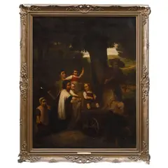 CAMPESINOS CON NIÑOS by Erhard Ludewig Winterstein, Óleo sobre tela, offered Sep 2023