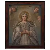 Nuestra Señora de los Gozos, MÉXICO, SIGLO XIX, Óleo sobre tela