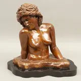 Elisa Agami, DOWN, Bronce, patinado en color marrón; base de madera ebonizada