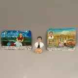Anónimo, Exvotos y busto de Jesús Malverde, Óleos sobre metal y escultura en pasta