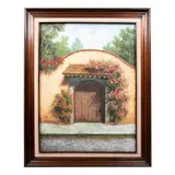 Anónimo, Portón con flores, Óleo sobre tela