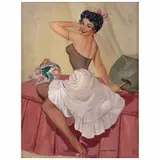 Mario Chávez Marión, Mujer con ahorros o Rompiendo el Cochinito, ca. 1940, Óleo sobre tela