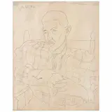 Personaje sentado by Julio Castellanos, 1935, Tinta sobre papel, offered Aug 2023