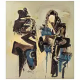 Diálogo del saxo, signo y garabato by Javier Vázquez "jazzamoart", 2001, Óleo sobre tela, offered Aug 2023