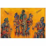 Quinteto Freejazzero by Javier Vázquez "jazzamoart", Óleo sobre tela, offered Aug 2023