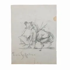 Luis Solleiro, Escena taurina, Lápiz de grafito sobre papel