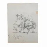 Luis Solleiro, Escena taurina, Lápiz de grafito sobre papel
