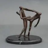 Bailarines, SIGLO XX, Bronce, patinado en color marrón; basé de mármol negro