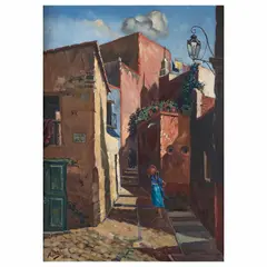 Manuel Leal, Callejón del beso, 1950, Óleo sobre tela