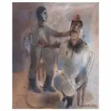 Erwin Guillermo, El coronel en su laberinto, 1989, Pastel y tinta sobre papel