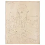 Personaje sentado by Julio Castellanos, 1935, Tinta sobre papel, offered Jun 2023