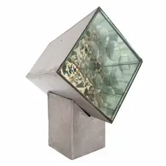 Caja magiscópica by Feliciano Béjar, Escultura en acero y cristal tallado con base de metal, offered Jun 2023