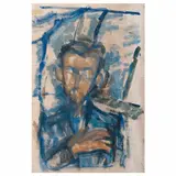 Tomás Gómez Robledo, Sin título (autorretrato), Acrílico sobre tela, doble vista
