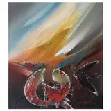 Rafael Calzada, Del cielo llegó, 1999, Acrílico con arena sobre tela