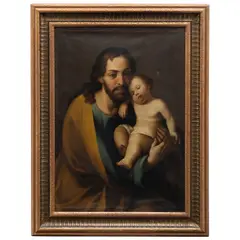 SAN JOSÉ CON EL NIÑO by Agustín Arrieta, Óleo sobre tela, offered Jun 2023
