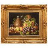 Charles Thomas Bale, BODEGÓN CON UVAS, Óleo sobre tela