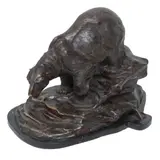 Oso Polar, SIGLO XX, 1994, Bronce, patinado en color marrón; base de mármol negro