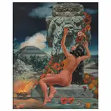 Vicente Morales, Mujer desnuda y Coatlicue, ca. 1950, Óleo sobre tela